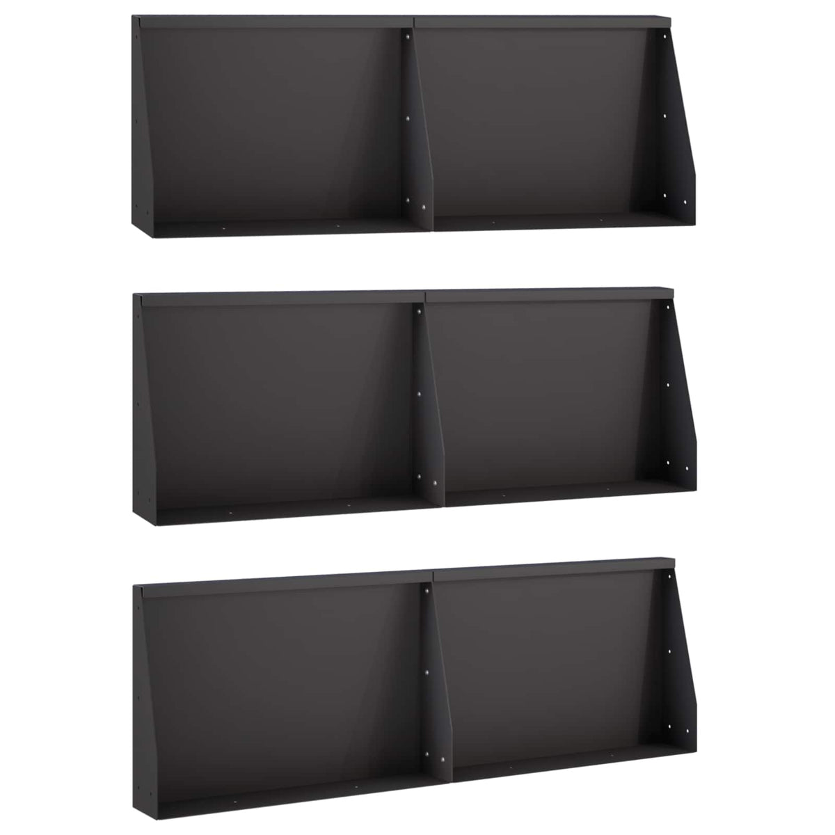 Keerwand 6 st 60 x 12 x 50 cm Staal Zwart
