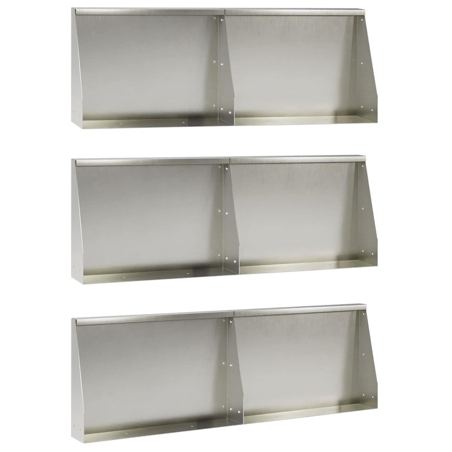 Keerwand 6 st 60 x 12 x 50 cm Roestvrij staal zilver