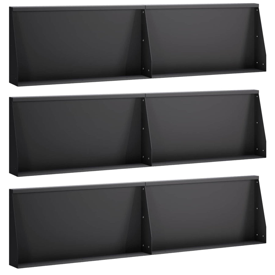 Keerwand 6 st 80 x 12 x 30 cm Staal Zwart