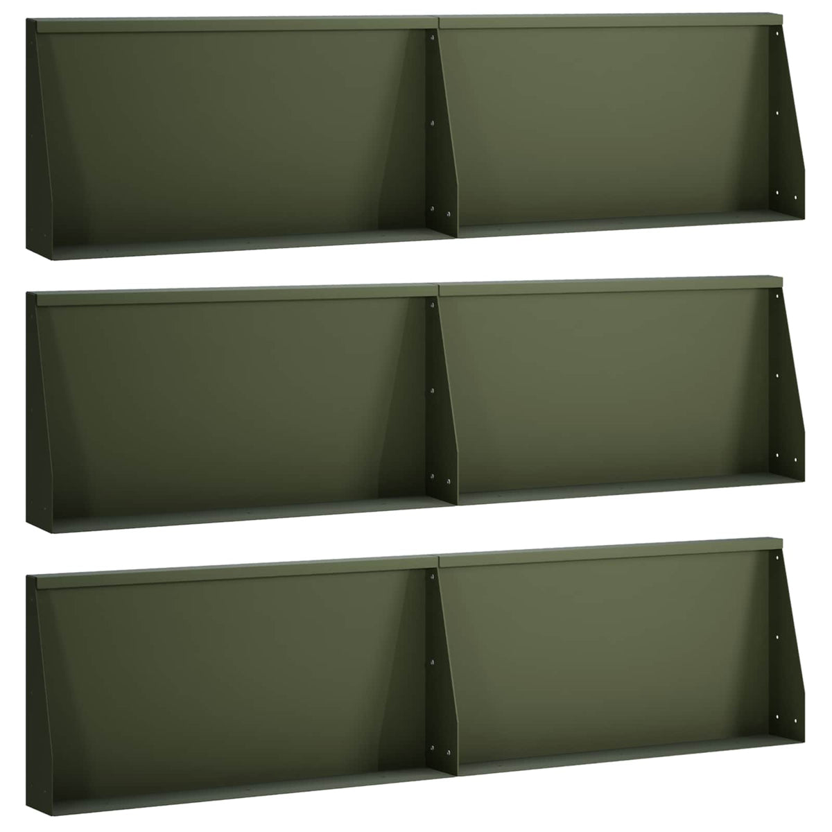 Keerwand 6 st 80 x 12 x 30 cm Staal Olijfgroen