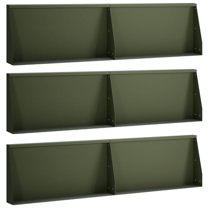 Keerwand 6 st 80 x 12 x 30 cm Staal Olijfgroen