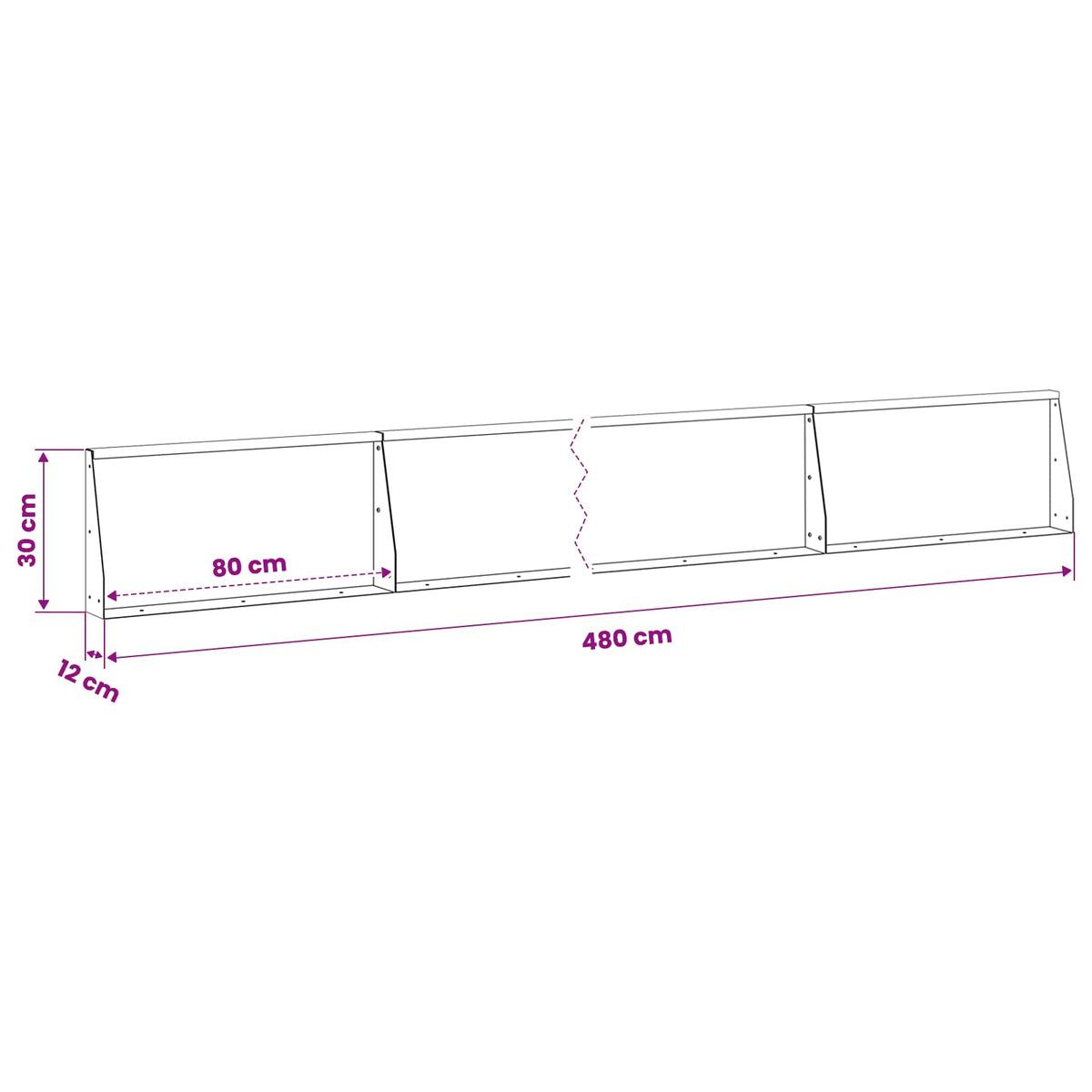 Keerwand 6 st 80 x 12 x 30 cm Staal Olijfgroen