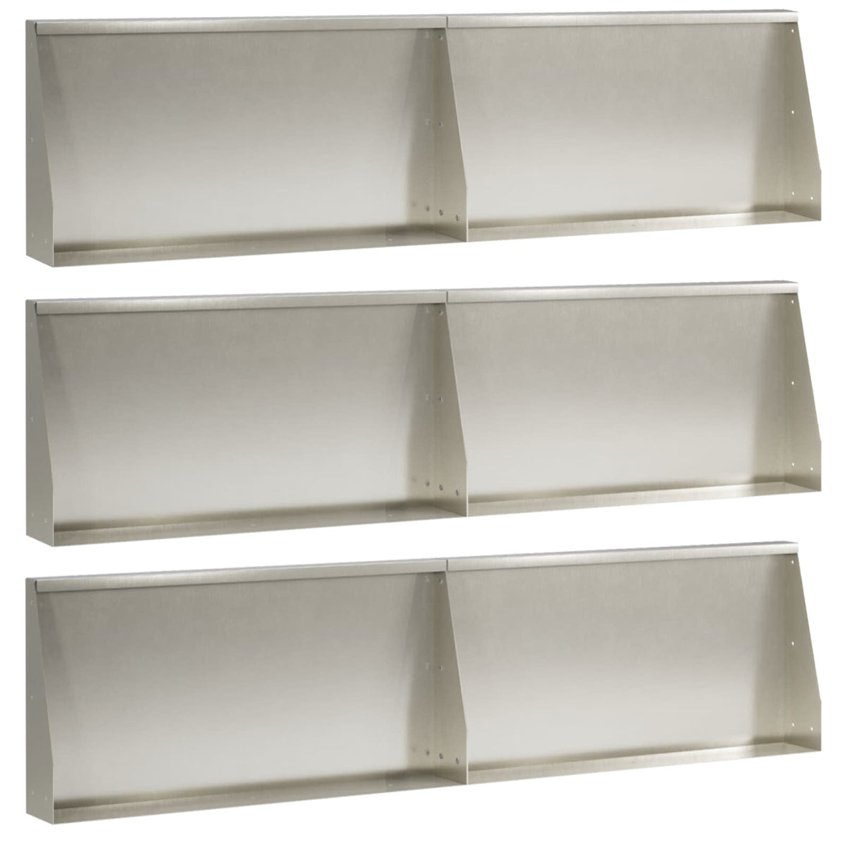 Keerwand 6 st 80 x 12 x 30 cm Roestvrij staal zilver