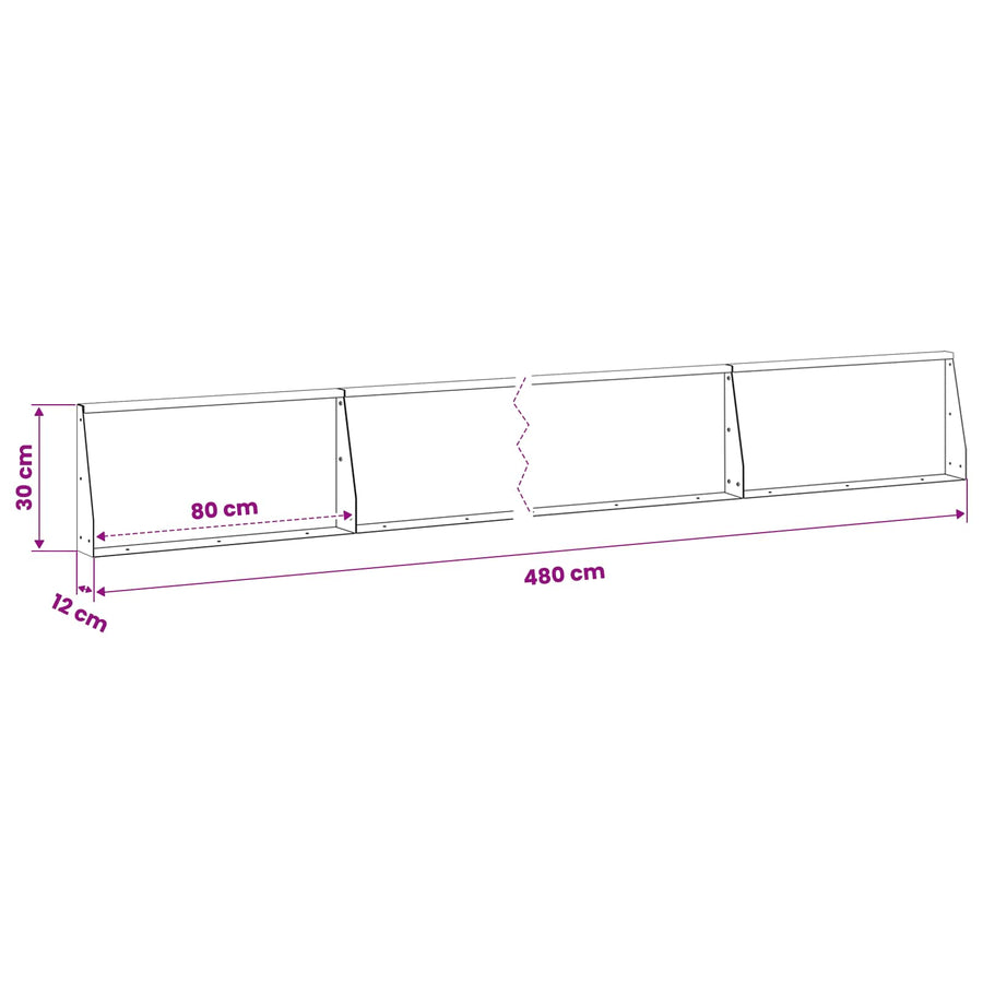 Keerwand 6 st 80 x 12 x 30 cm Roestvrij staal zilver