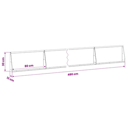 Keerwand 6 st 80 x 12 x 30 cm Gegalvaniseerd staal zilver