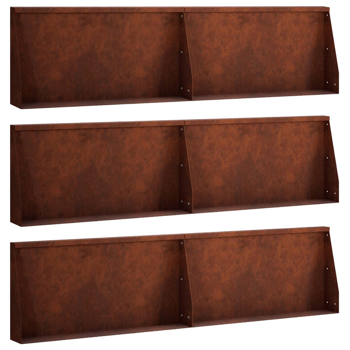 Keerwand 6 st 80 x 12 x 40 cm weervast staal Roestkleurig