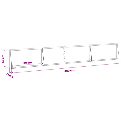 Keerwand 6 st 80 x 12 x 50 cm Gegalvaniseerd staal zilver