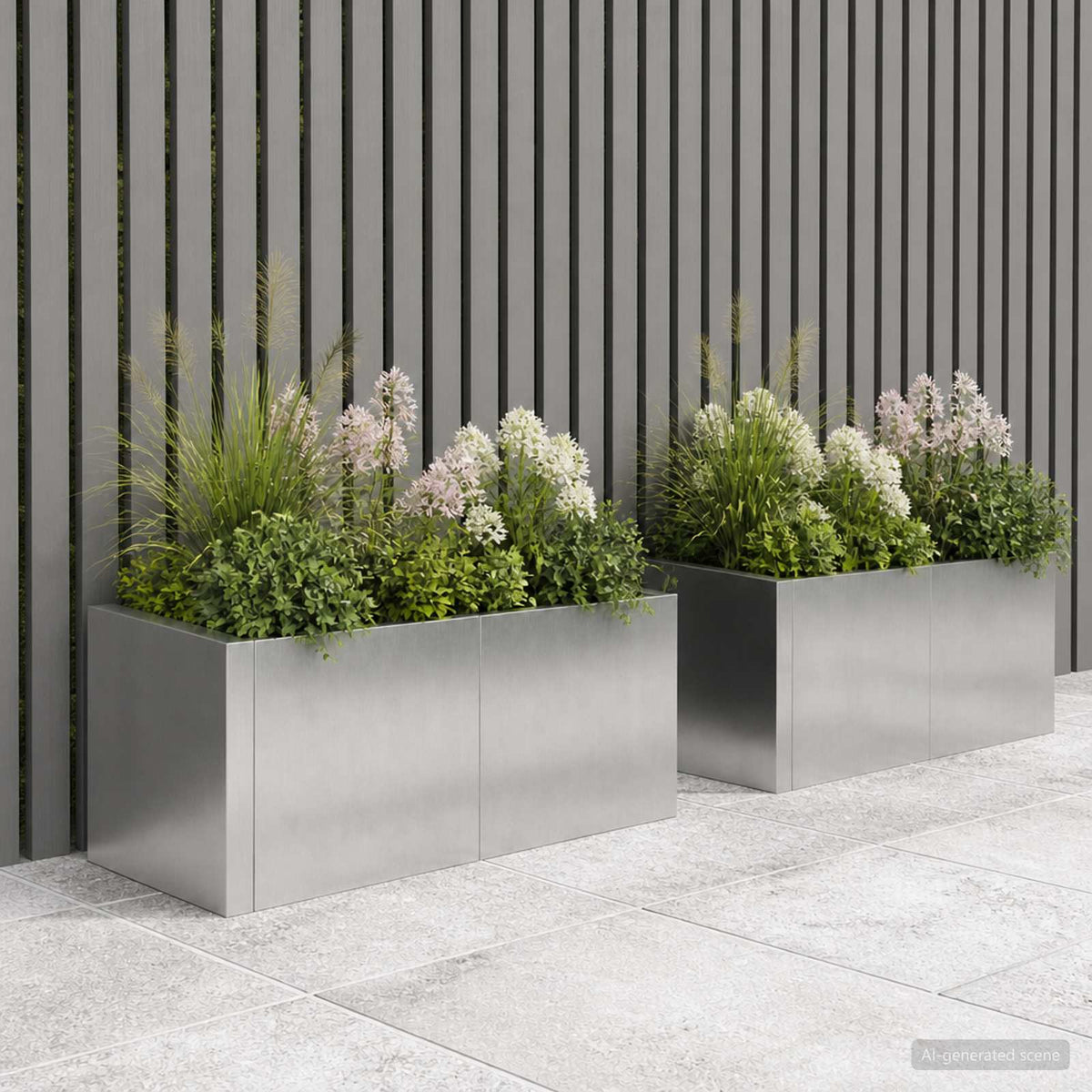 Retentiewall 4 st 100 x 100 x 30 cm Roestvrij staal zilver