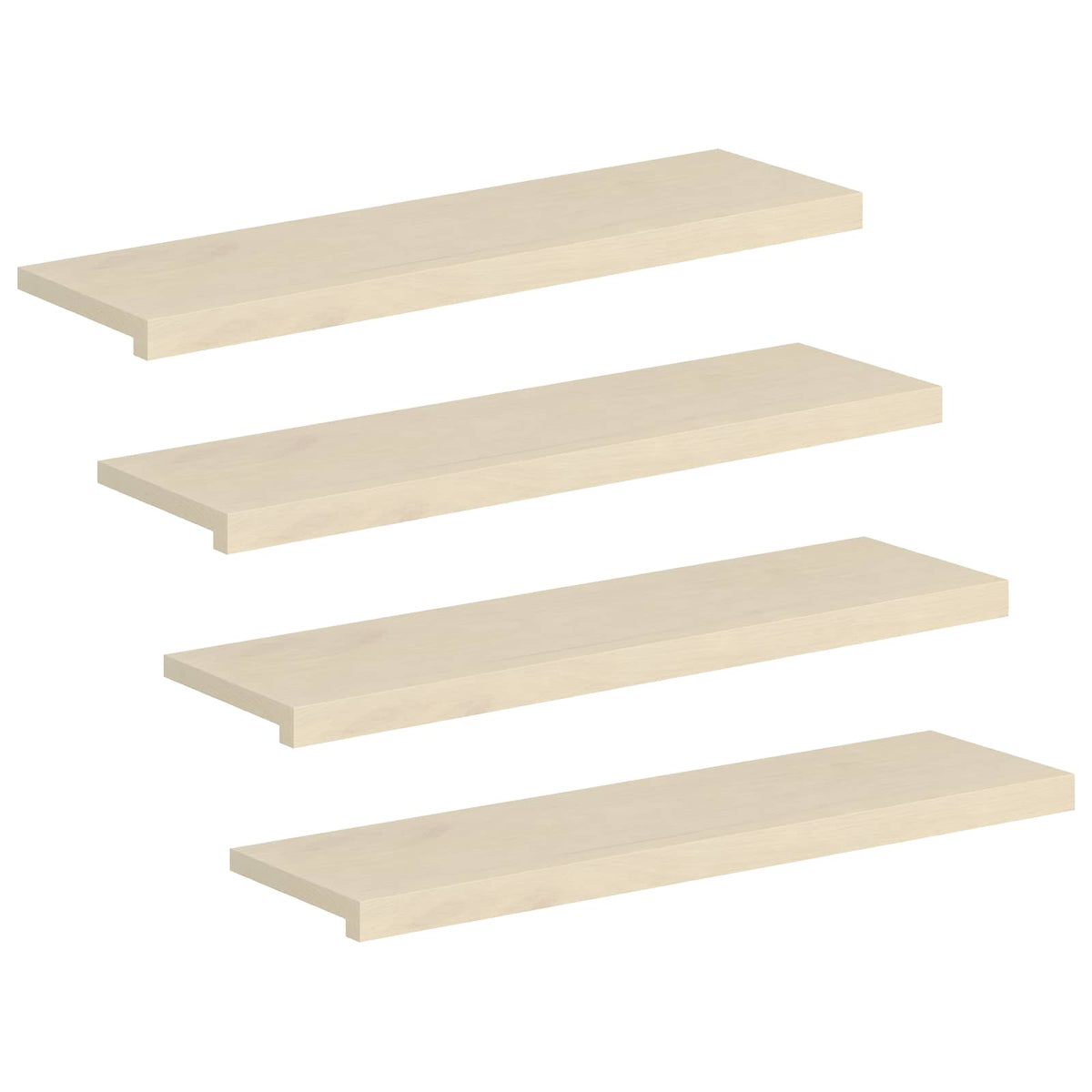 Trap Tread 4 st 100 x 25 x 2 cm Wit Massief Eikenhout