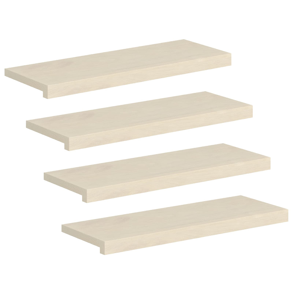 Trap Tread 4 st 70 x 30 x 2 cm Wit Massief Eikenhout