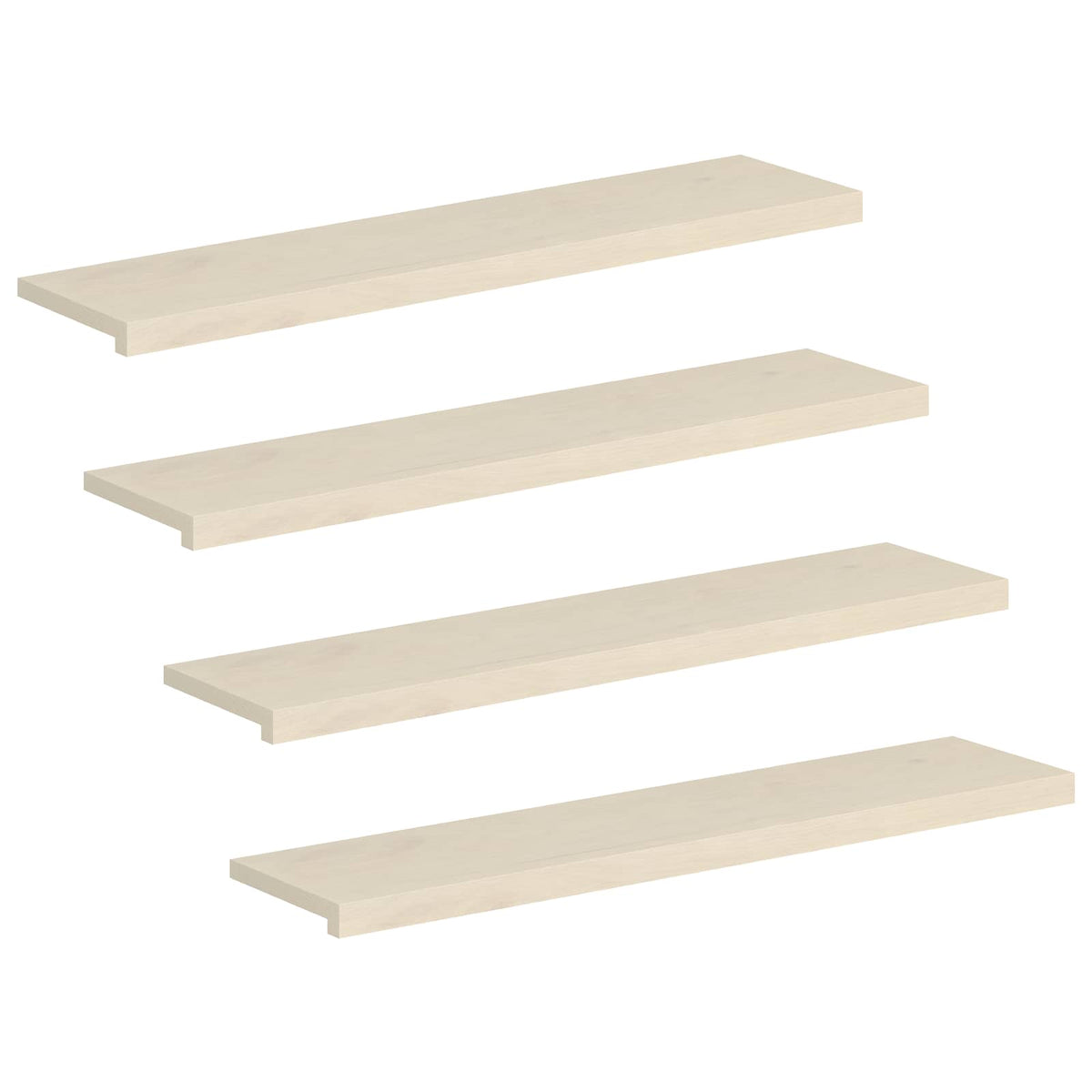 Trap Tread 4 st 120 x 30 x 2 cm Wit Massief Eikenhout