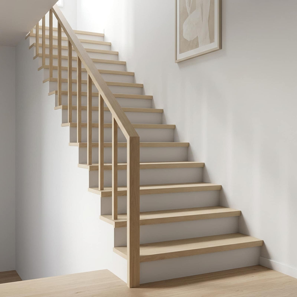 Trap Tread 8 st 100 x 25 x 2 cm Wit Massief Eikenhout