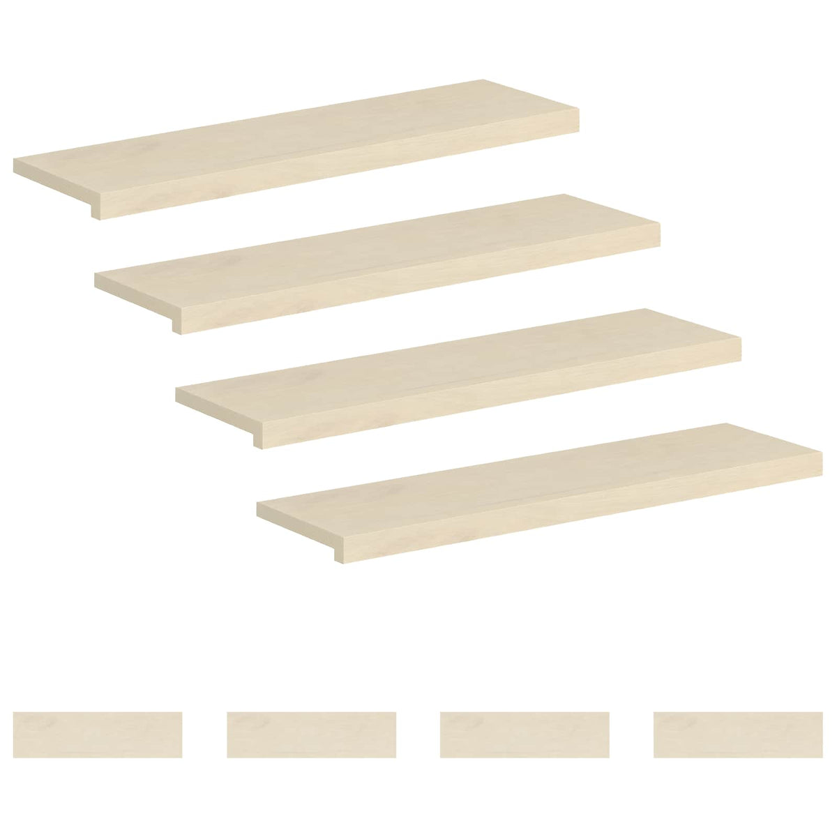 Trap Tread 8 st 100 x 25 x 2 cm Wit Massief Eikenhout