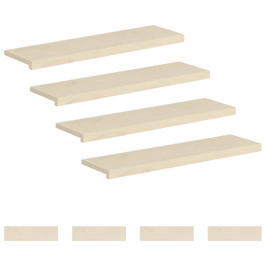 Trap Tread 8 st 100 x 25 x 2 cm Wit Massief Eikenhout