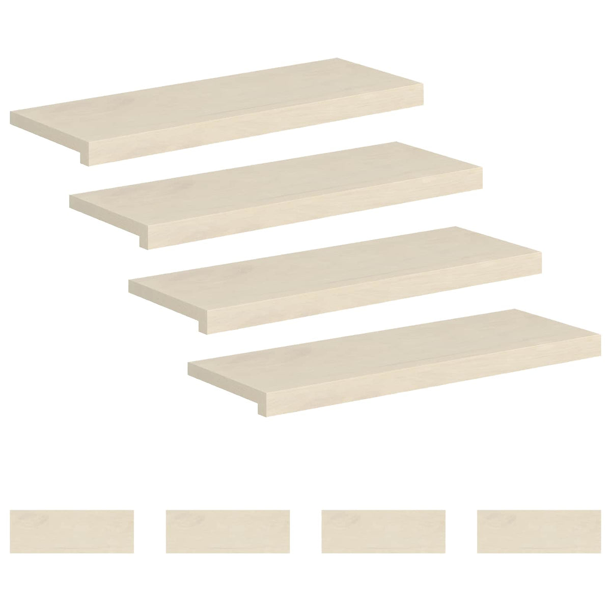 Trap Tread 8 st 70 x 30 x 2 cm Wit Massief Eikenhout