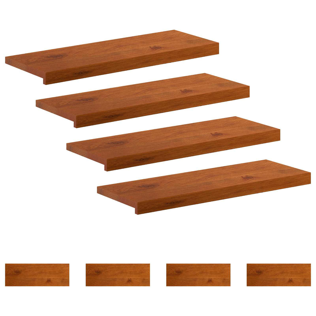 Trap Tread 8 st 80 x 25 x 2 cm Bruin Massief Eikenhout