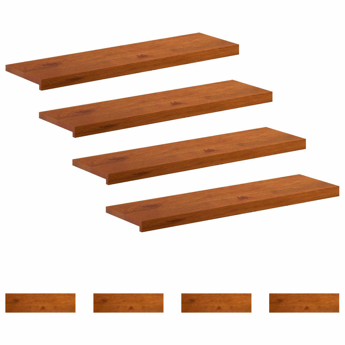 Trap Tread 8 st 90 x 25 x 2 cm Bruin Massief Eikenhout