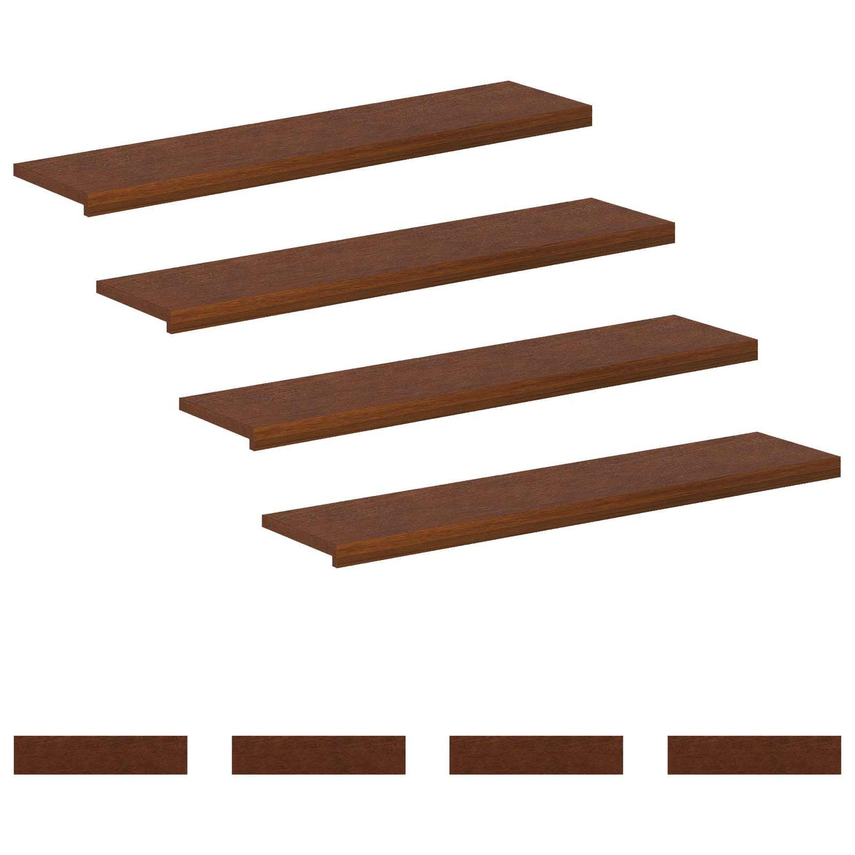 Trap Tread 8 st 120 x 25 x 2 cm Donkerbruin Massief Eikenhout