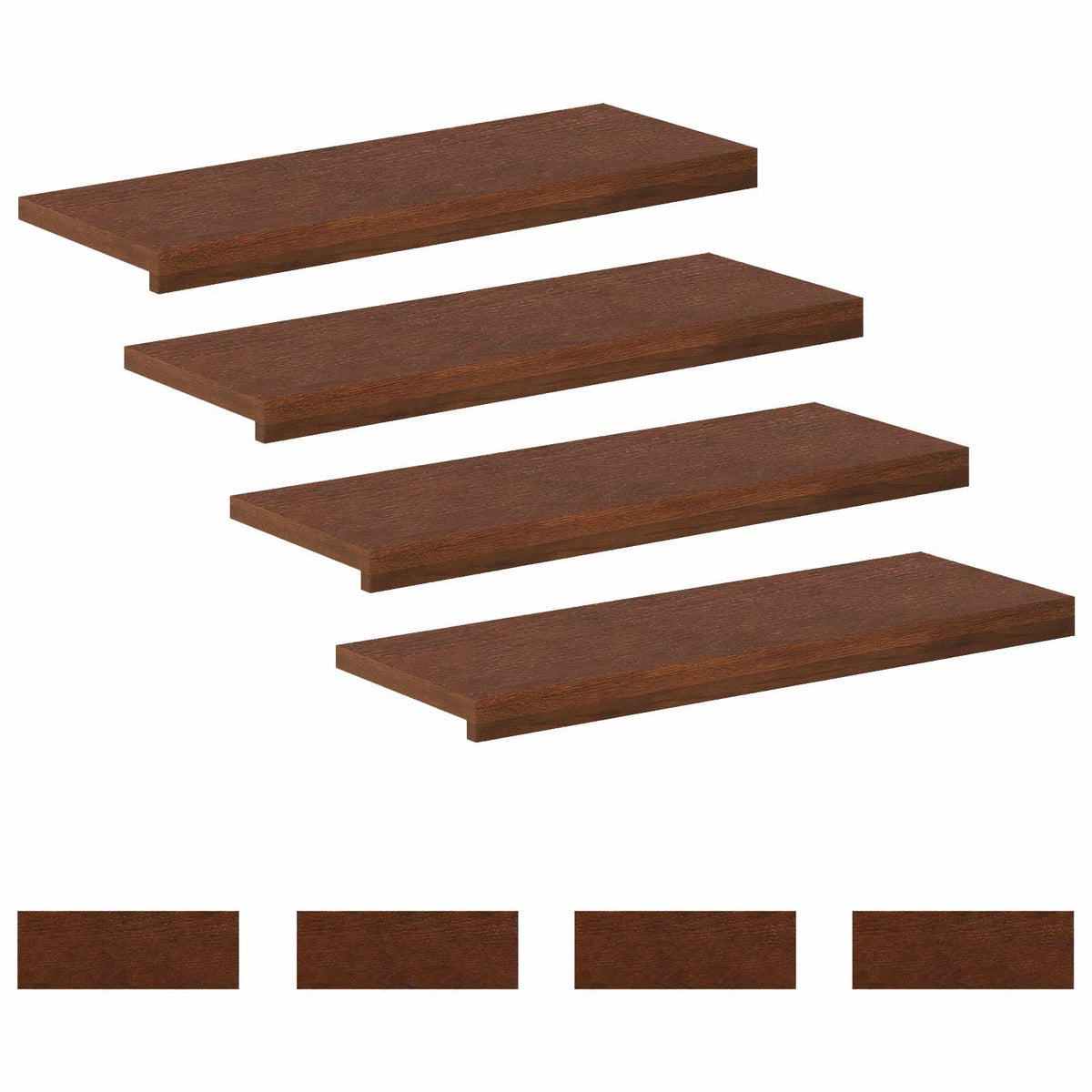 Trap Tread 8 st 80 x 30 x 2 cm Donkerbruin Massief Eikenhout
