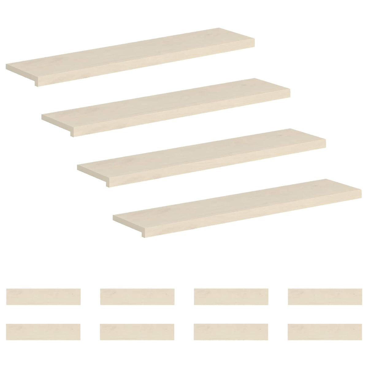 Trap Tread 12 st 120 x 25 x 2 cm Wit Massief Eikenhout
