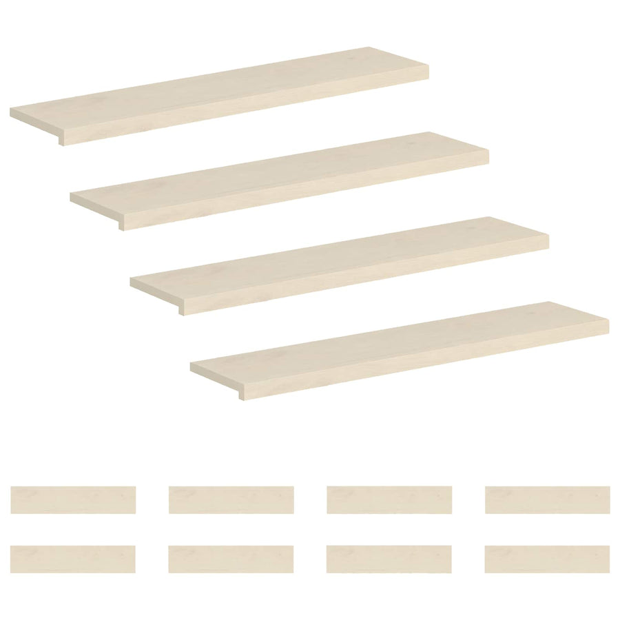 Trap Tread 12 st 120 x 25 x 2 cm Wit Massief Eikenhout