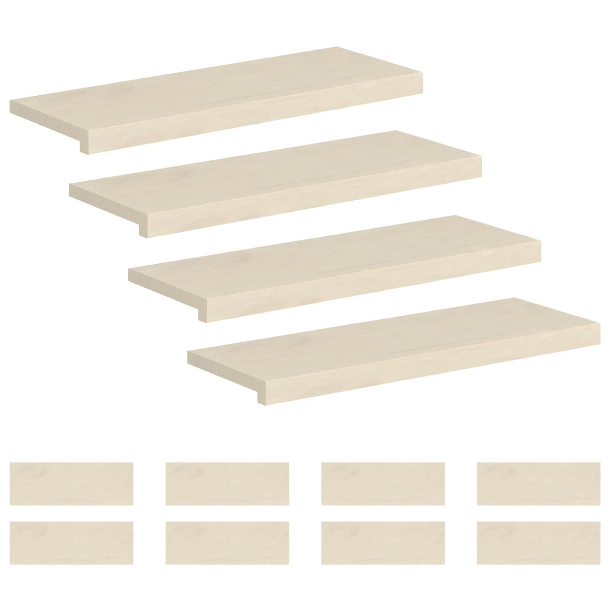 Trap Tread 12 st 80 x 30 x 2 cm Wit Massief Eikenhout