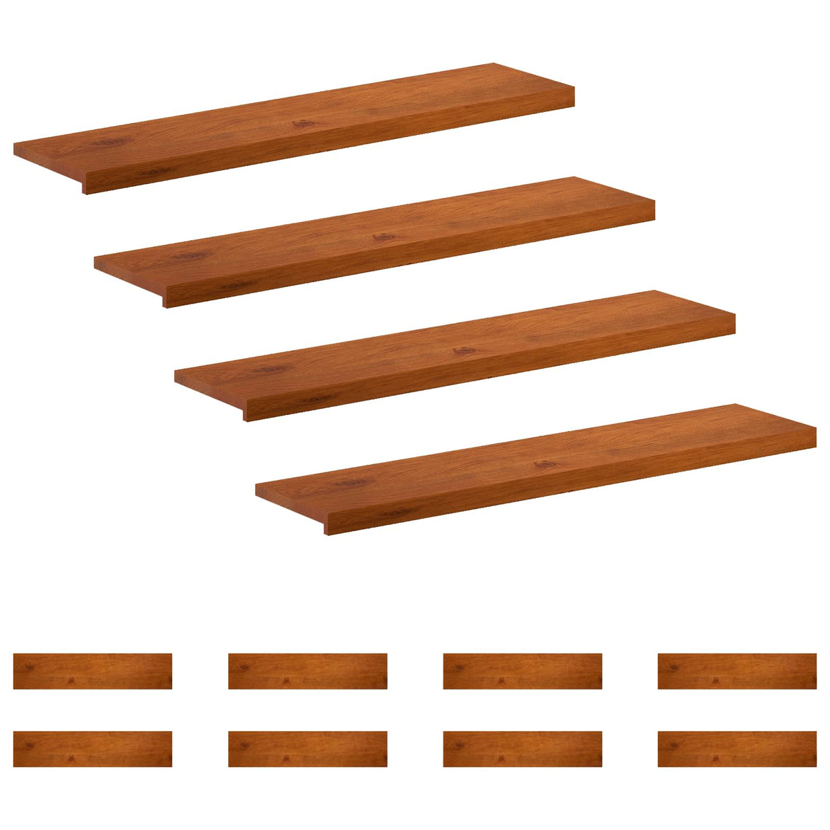Trap Tread 12 st 110 x 25 x 2 cm Bruin Massief Eikenhout