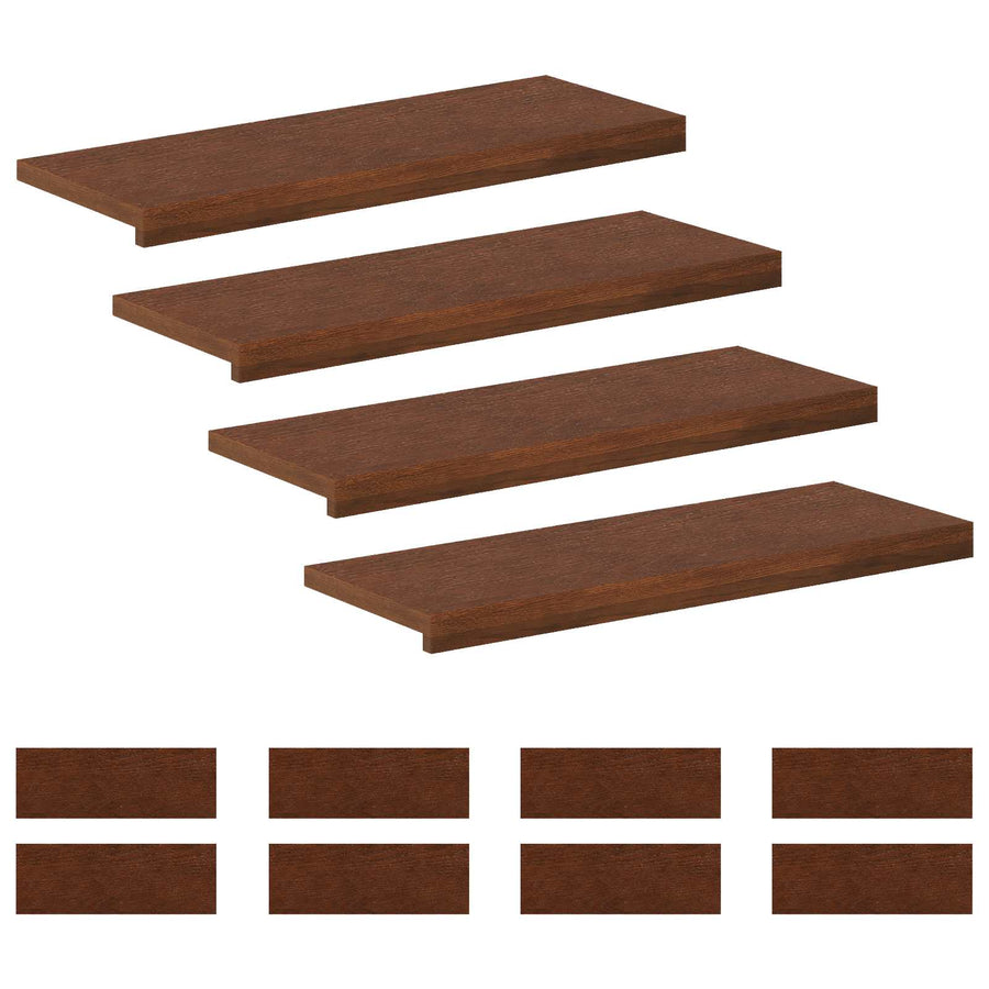 Trap Tread 12 st 70 x 25 x 2 cm Donkerbruin Massief Eikenhout