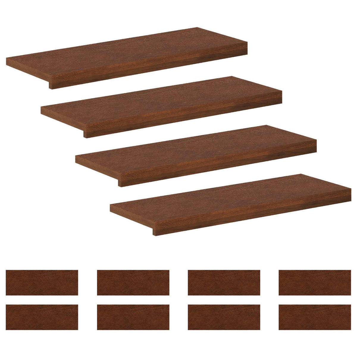 Trap Tread 12 st 80 x 25 x 2 cm Donkerbruin Massief Eikenhout