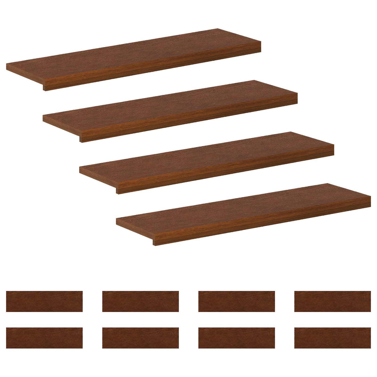 Trap Tread 12 st 90 x 25 x 2 cm Donkerbruin Massief Eikenhout