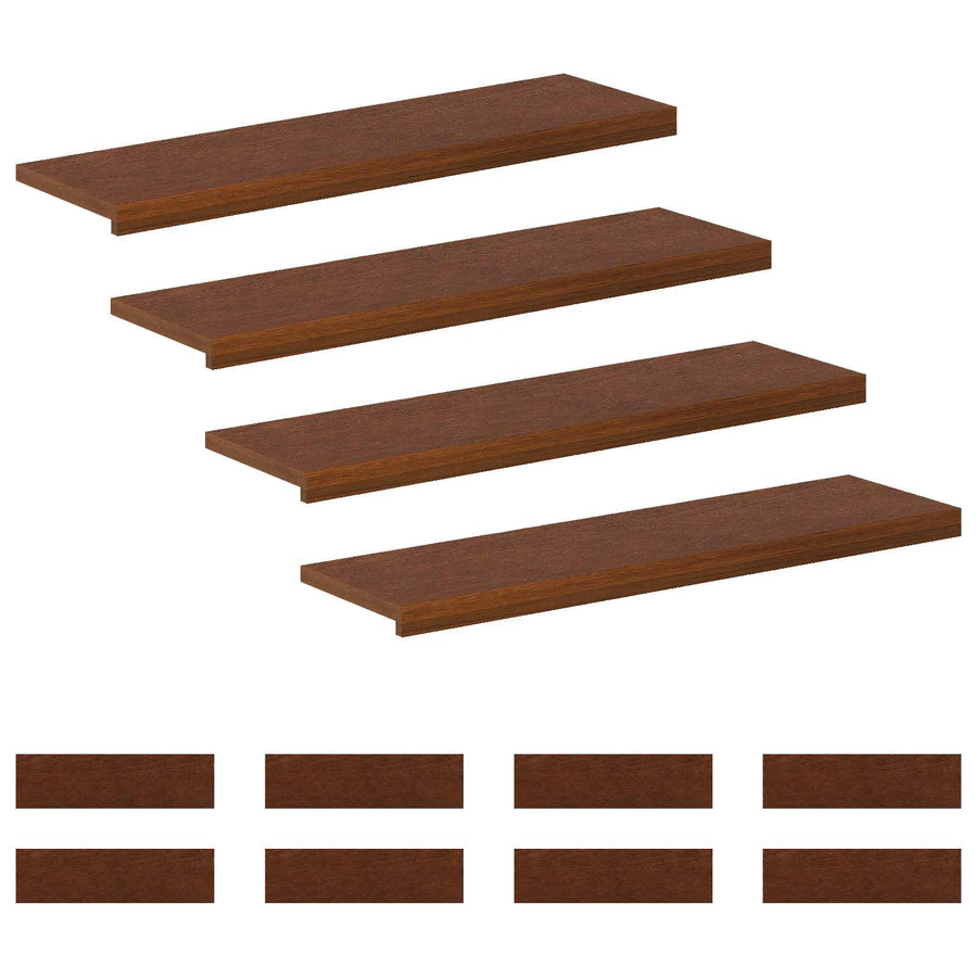 Trap Tread 12 st 100 x 25 x 2 cm Donkerbruin Massief Eikenhout
