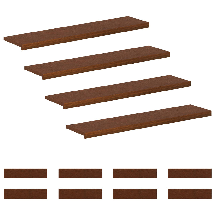 Trap Tread 12 st 120 x 25 x 2 cm Donkerbruin Massief Eikenhout