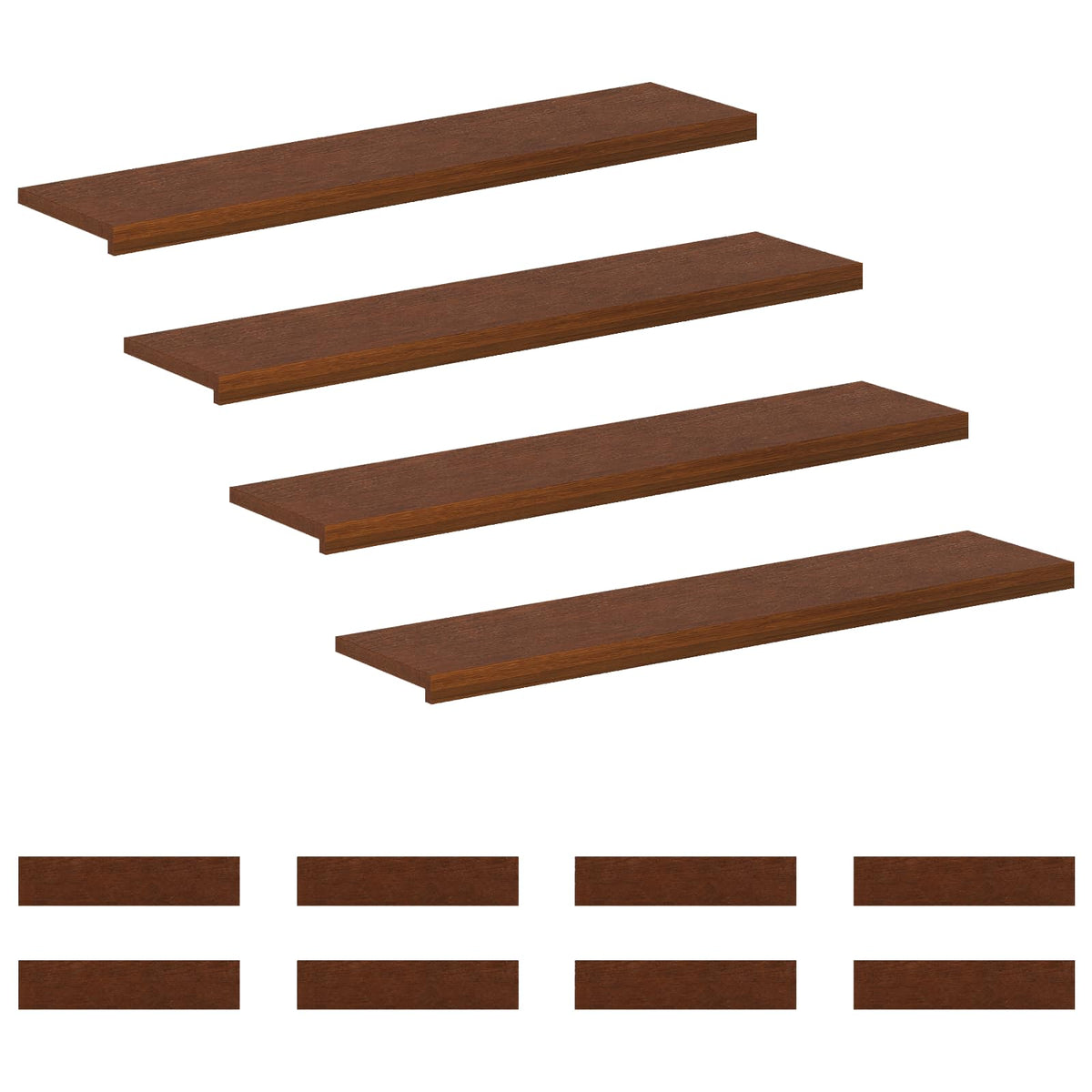Trap Tread 12 st 110 x 30 x 2 cm Donkerbruin Massief Eikenhout
