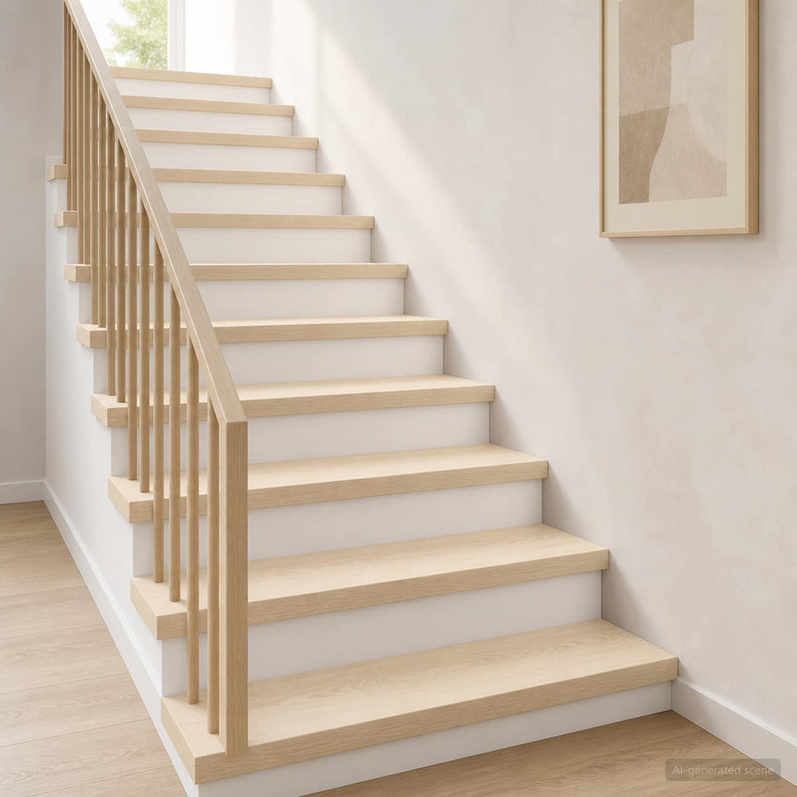 Trap Tread 16 st 70 x 30 x 2 cm Wit Massief Eikenhout