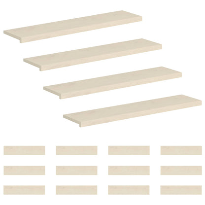 Trap Tread 16 st 110 x 25 x 2 cm Wit Massief Eikenhout