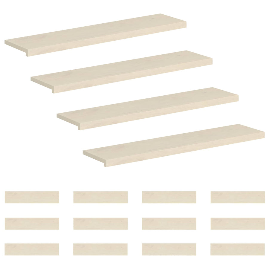 Trap Tread 16 st 110 x 25 x 2 cm Wit Massief Eikenhout