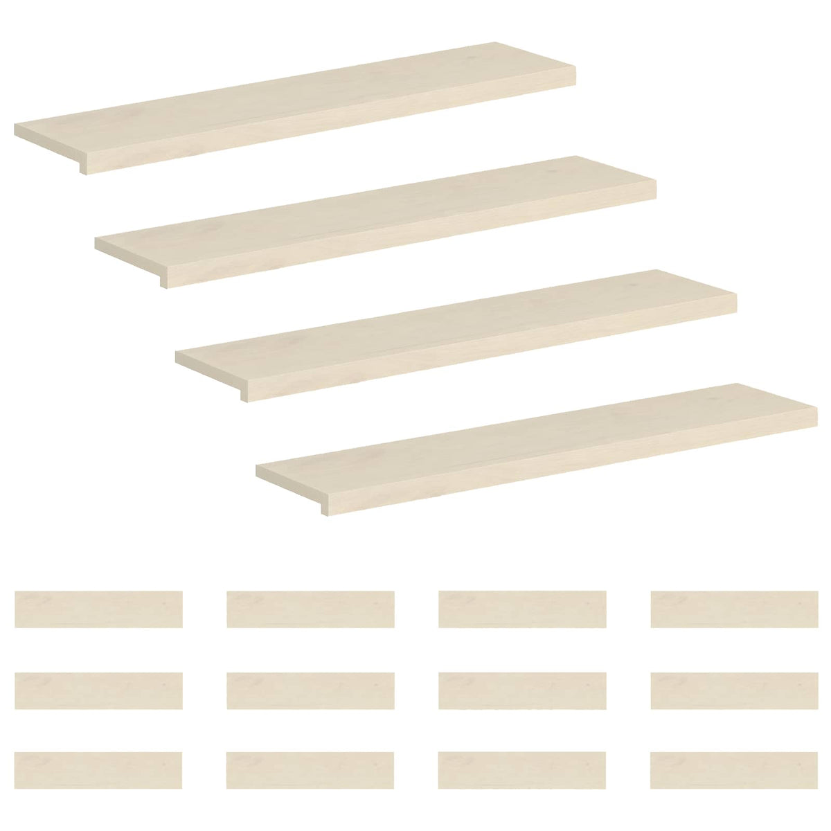 Trap Tread 16 st 120 x 25 x 2 cm Wit Massief Eikenhout