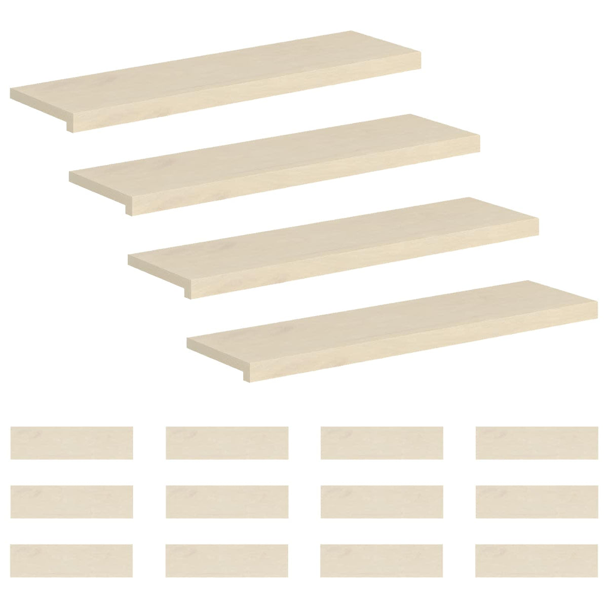 Trap Tread 16 st 100 x 30 x 2 cm Wit Massief Eikenhout