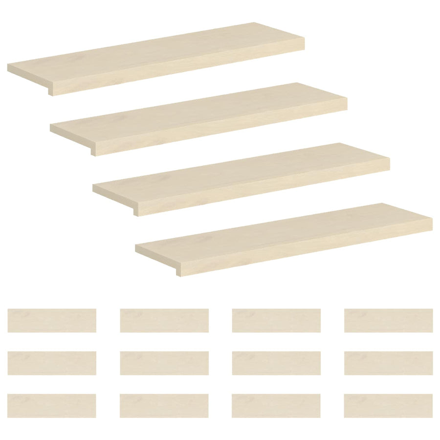 Trap Tread 16 st 100 x 30 x 2 cm Wit Massief Eikenhout