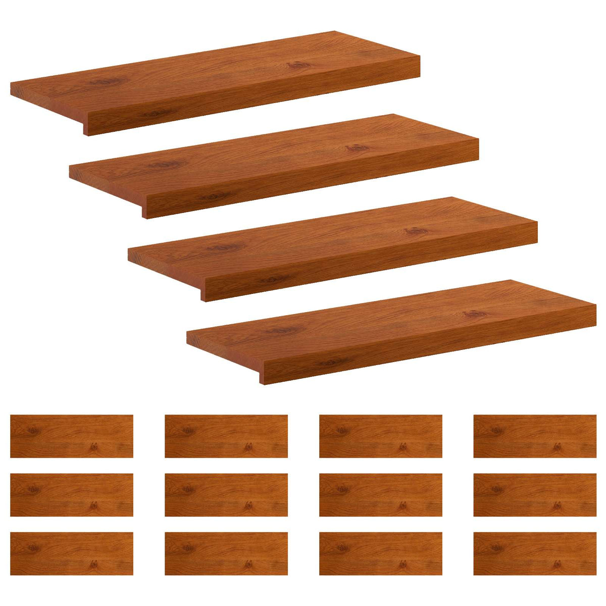 Trap Tread 16 st 80 x 25 x 2 cm Bruin Massief Eikenhout