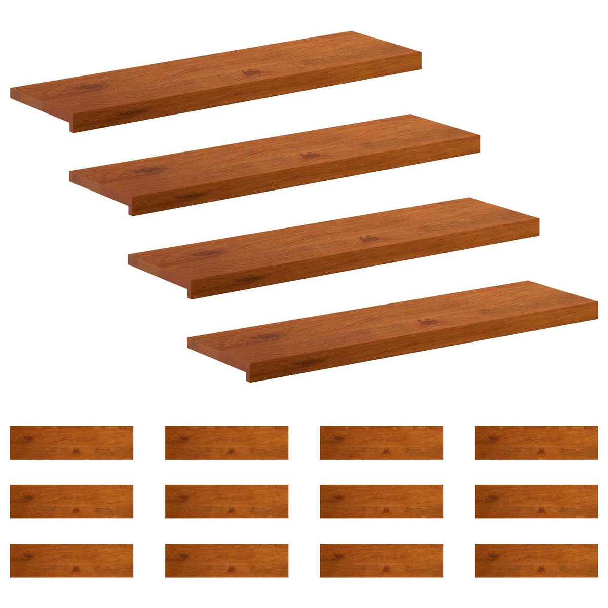 Trap Tread 16 st 100 x 30 x 2 cm Bruin Massief Eikenhout