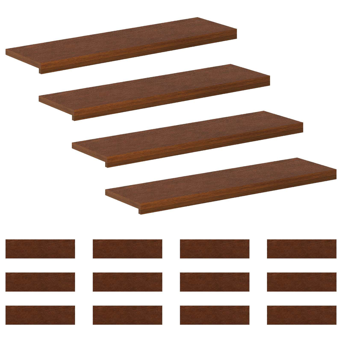 Trap Tread 16 st 90 x 25 x 2 cm Donkerbruin Massief Eikenhout