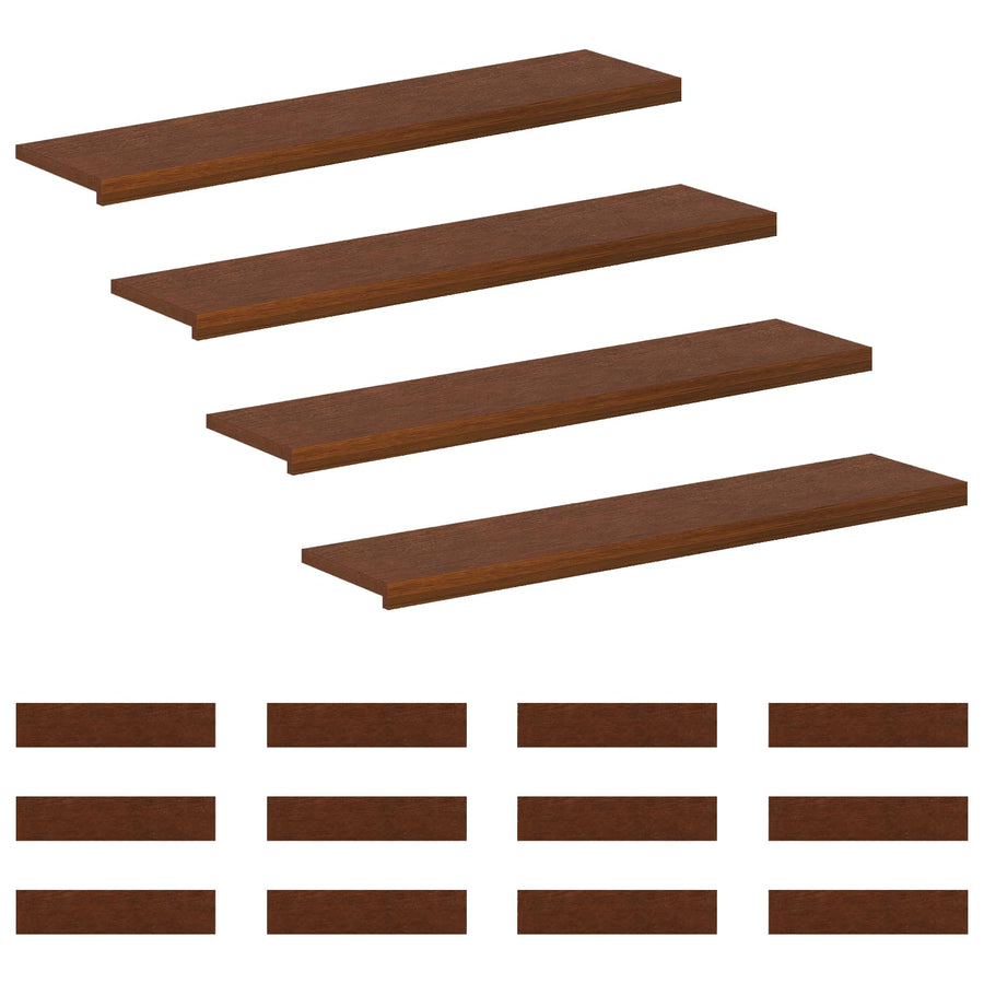 Trap Tread 16 st 120 x 25 x 2 cm Donkerbruin Massief Eikenhout