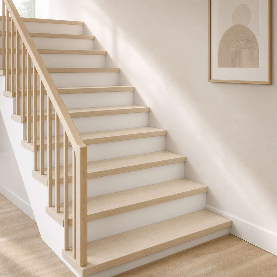 Trap Tread 20 st 80 x 25 x 2 cm Wit Massief Eikenhout