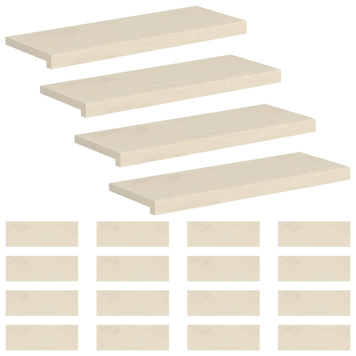 Trap Tread 20 st 80 x 25 x 2 cm Wit Massief Eikenhout