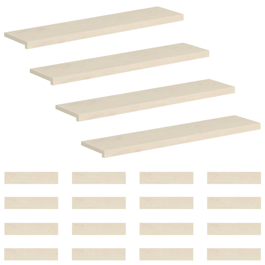 Trap Tread 20 st 120 x 30 x 2 cm Wit Massief Eikenhout