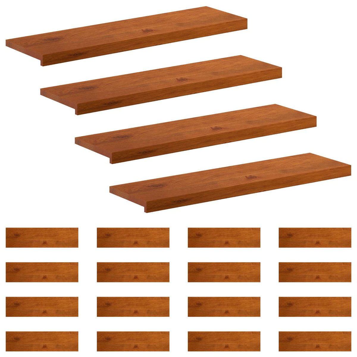 Trap Tread 20 st 90 x 25 x 2 cm Bruin Massief Eikenhout