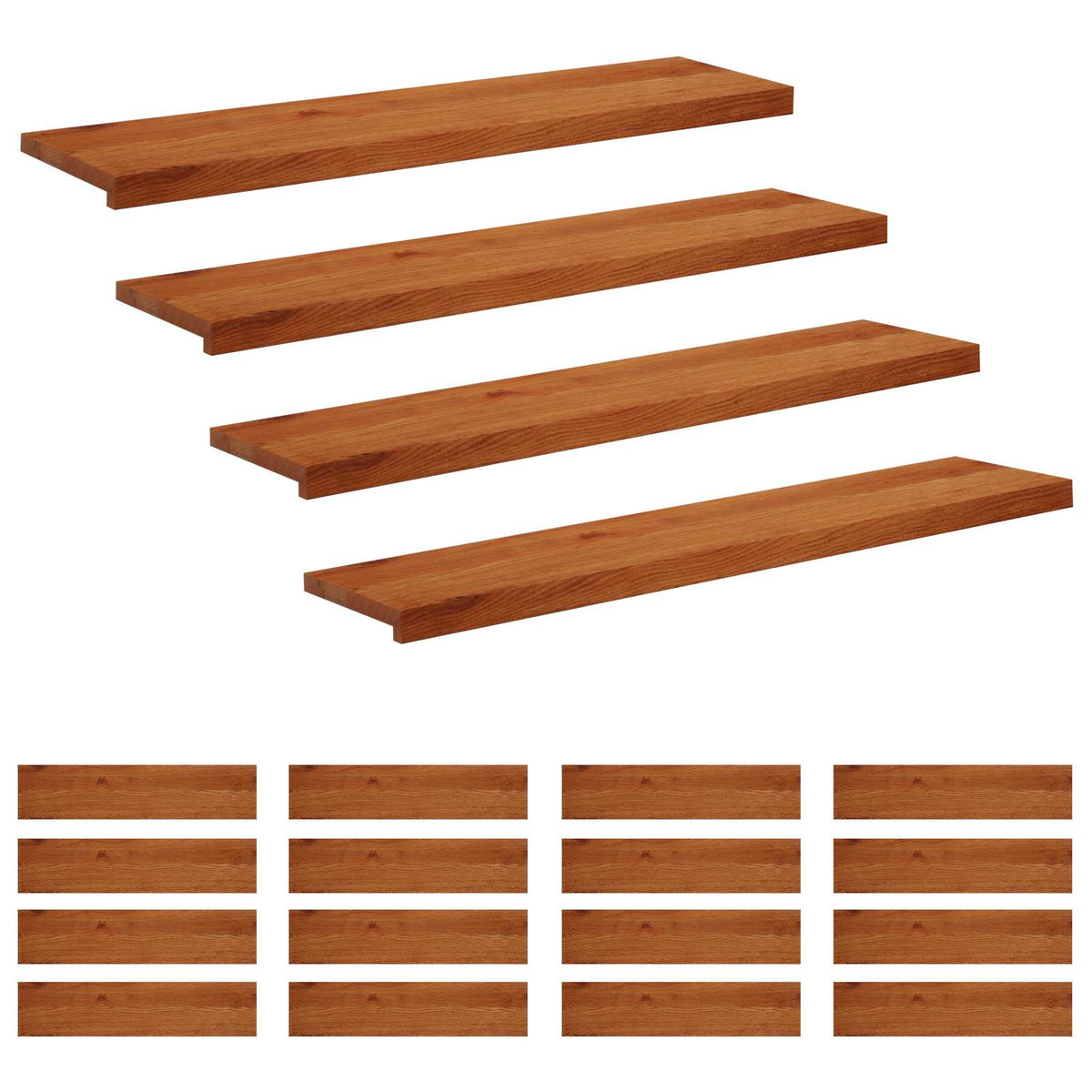 Trap Tread 20 st 120 x 30 x 2 cm Bruin Massief Eikenhout