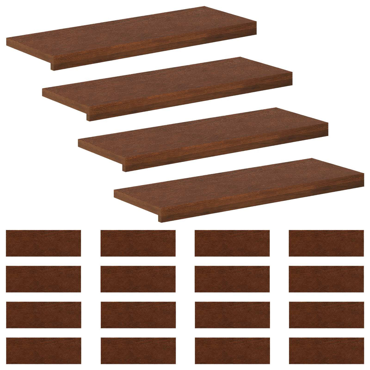 Trap Tread 20 st 80 x 30 x 2 cm Donkerbruin Massief Eikenhout