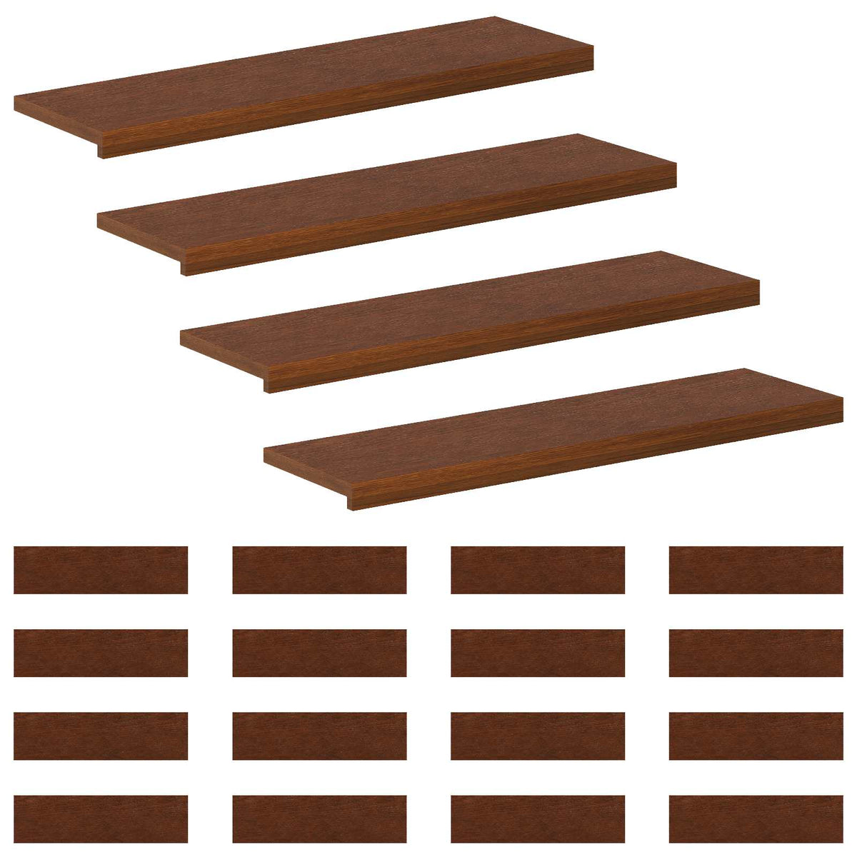 Trap Tread 20 st 90 x 30 x 2 cm Donkerbruin Massief Eikenhout